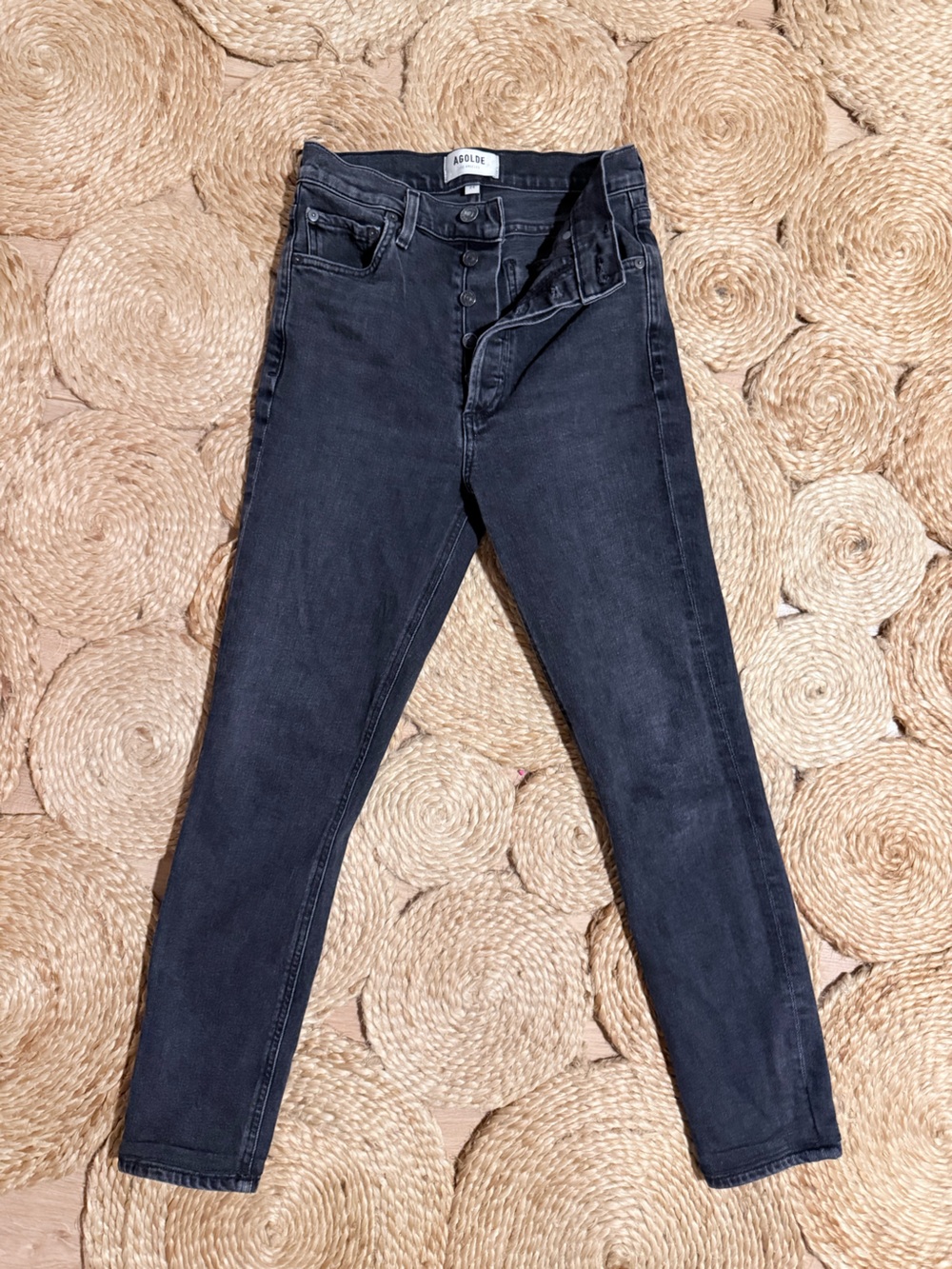 Agolde Skinny High-Rise Jeans in Washed Black